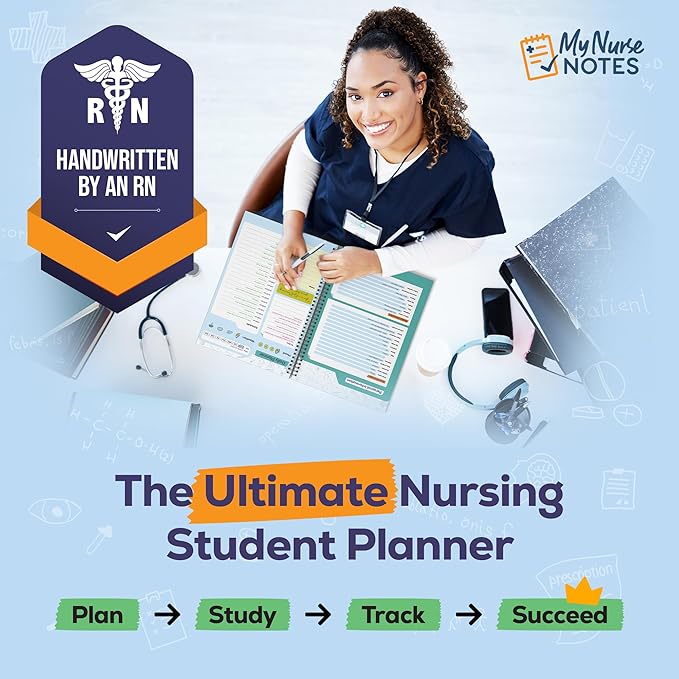My Nurse Notes Ultimate Nursing Student Planner – 300-Page All-in-One Academic Organizer with NCLEX Study Schedule, Clinical Care Sheets, Daily-Weekly-Monthly Calendar & Med-Surg Pharmacology Study Guides for Nursing School Success
