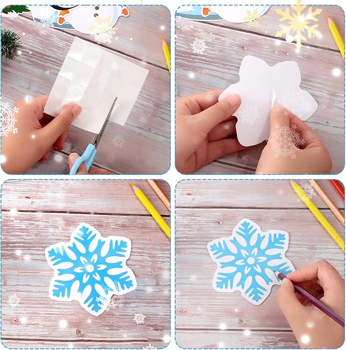 Marspark 68 Pieces Winter Classroom Decoration Christmas Bulletin Border Decoration Hello Winter Cutouts Snowman Penguin Snowflake Wall Decor for School Classroom Christmas Party