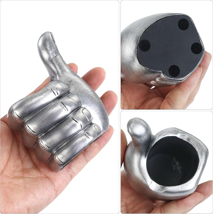 Thumbs Up Pen Holder and Phone Stand,Thumbs Up Very Good Pen Container Cell Phone Stand Holder Desk Organizer Decoration for Office Desk Home Decorative (silvery)