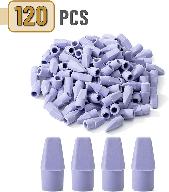 Mr. Pen- Pencil Erasers Toppers, 120 Pack, Purple, Erasers for Pencils, Pencil Top Erasers, Pencil Eraser