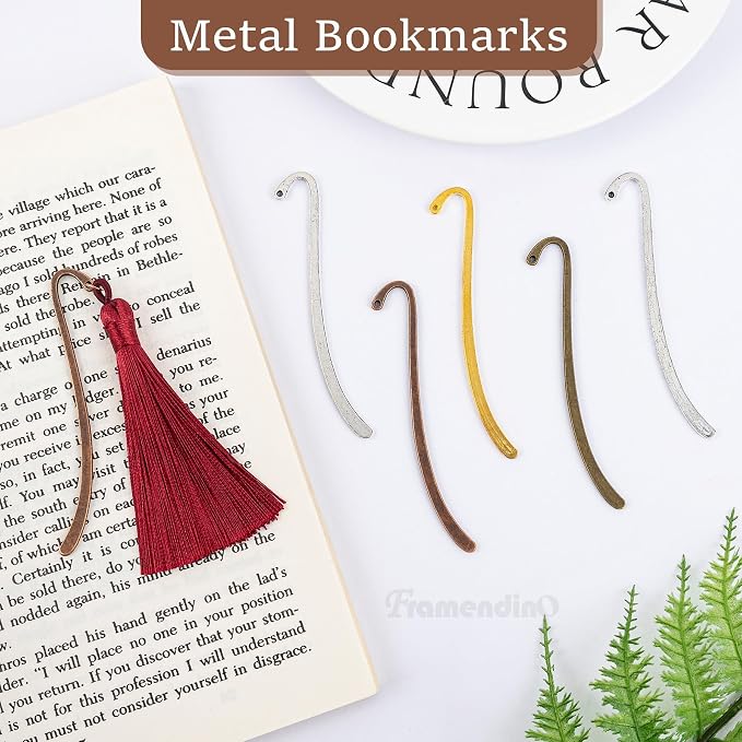Framendino, 40 Pack Vintage Metal Bookmarks with Hook for Reading Enthusiasts (Silver & Gold & Bronze & Antique Copper)