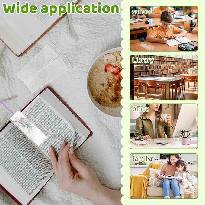 100 PCS Bookmark Sleeves Clear, Plastic Holder for Crafting and Picture Protection, 6.7 x 2.3 inches
