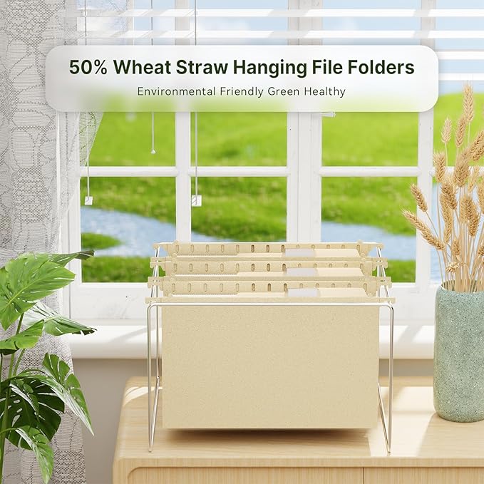 XINGIA Plastic Legal Size Hanging File Folders with Tabs,3 Inch Extra Capacity Filling Cabinet Organizers,6 Pack Wheat Straw Expandable File Folder Organizer for Medical Charts,Heavy Duty Hang Folder