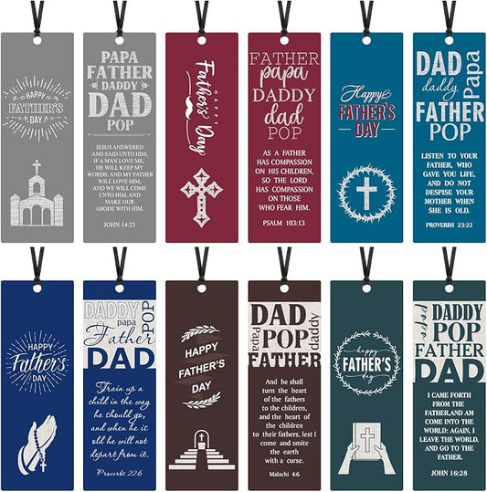 Affrolling 120 Pcs Father's Day Gifts Bulk Christian Bible Bookmarks for Men Religious Scripture Bookmarks for Dad Papa Grandpa Book Lovers Church Event Favors