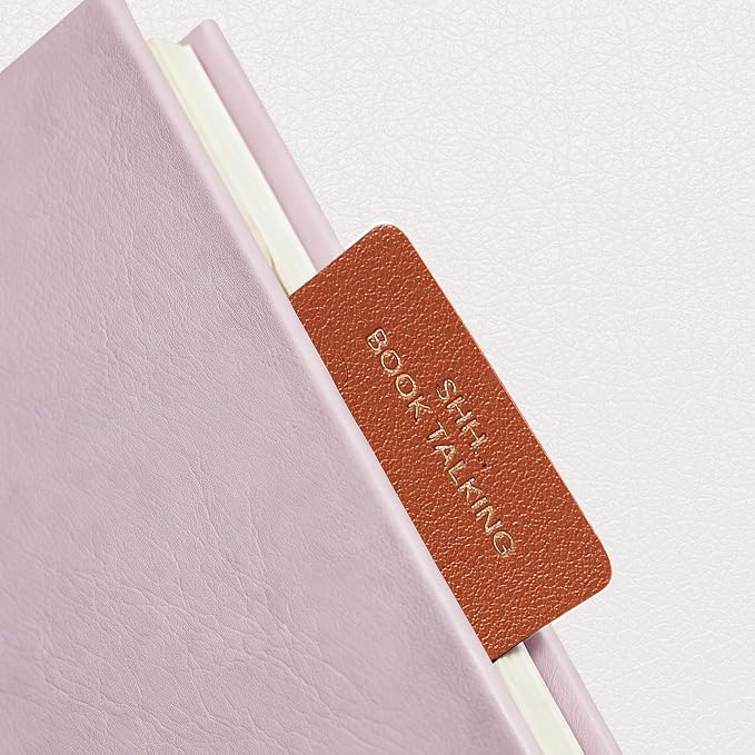 Leather Bookmark for Reading Women, Shh Book Talking Bookmarks, Index Book Marks for Book Lovers, 6 Pcs Drak Color Set