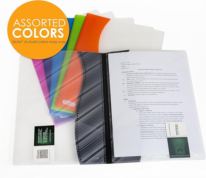 BAZIC Products 2 Pockets Poly Folder, Two Color Portfolio, Letter Size Plastic Folders Holder for Office Documents Paper Organizer, 6-Pack