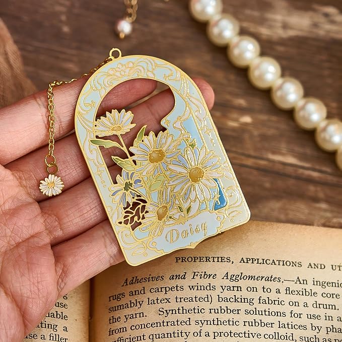 3 PCS Floral Metal Bookmark, Hand-Drawn Pretty Book Marks for Reading Women, Rose, Tulip, Daisy Book Lovers Gifts,
