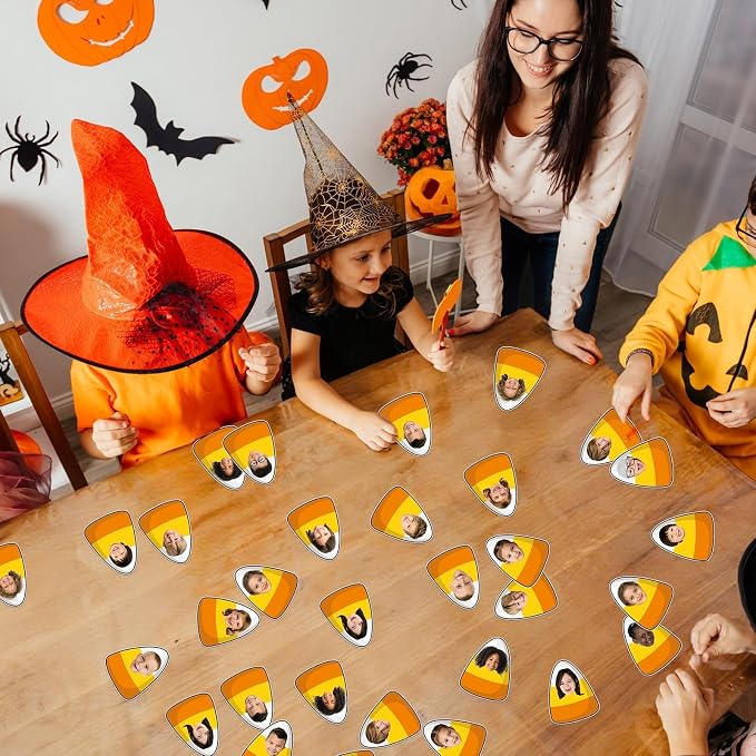 gisgfim 80Pcs Halloween Candy Corn Cutouts Halloween Party Decorations Bulletin Board Candy Corn Paper Cut-Outs Classroom Decor for Boy Girl DIY Craft Photo Wall Kindergarten Preschool Favor Supply