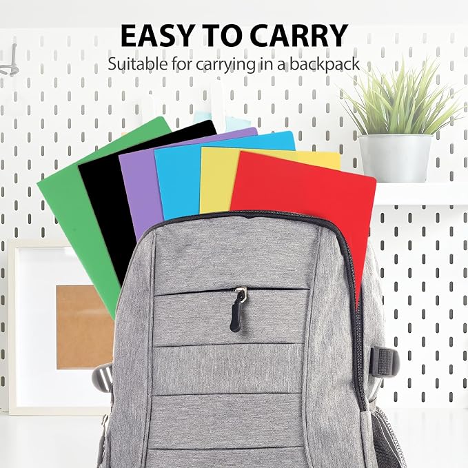 Plastic Folders with Pockets, 2 Pocket Folders for Letter Size 8.5 x 11 Paper, 6 Rainbow Colors, Colored School Folders with Business Card Slot, Back to School Supplies for Students, Office