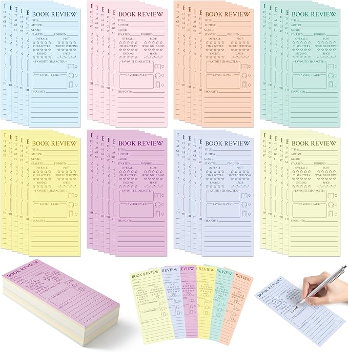 L1rabe Colorful Book Review Bookmarks - Back to School Gift 120P Book Marker Reading Log Page Markers for Readers Bookish Bookworm, Reading Page Tracker for Students Teachers Women to Review & Tracker