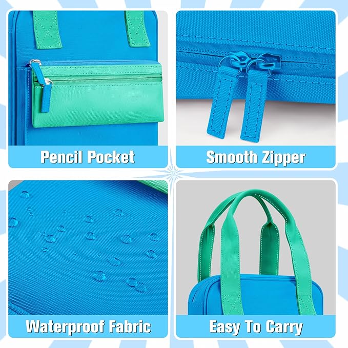 FINPAC Bible Cover Case Tote Bag Water-Resistant Bible Carrying Case Christian Gifts for Church Study Supplies, Blue