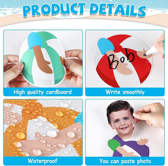 gisgfim 80Pcs Summer Cutouts Beach Ball Decorations Bulletin Board Pool Ball Paper Cut-Outs Classroom Decor for DIY Craft Photo Wall Hawaiian Beach Pool Kindergarten Preschool Party Favor Supply
