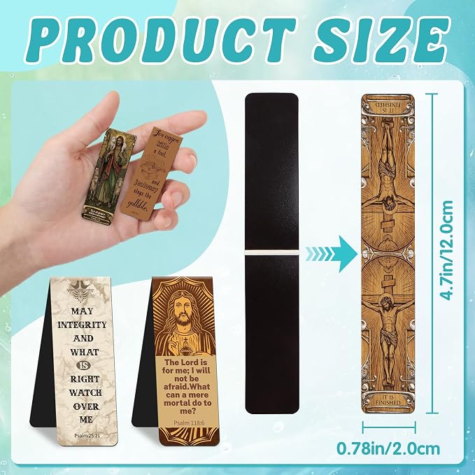 48Pack Magnetic Bookmarks Bible Bookmark Christian Bookmarks Bulk Book Marks for Reading Women Men Adults Kids Book Lovers Gifts, Cute Personalized Religious Magnet Bookmark Clips (Art Retro)