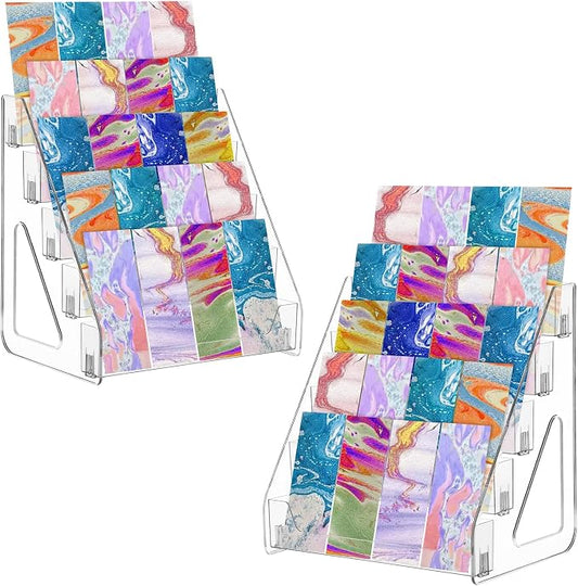 2 Pack 5 Tier Acrylic Bookmark Display Stand for 2. 2'' Bookmark, Portable Sticker Holder Greeting Card Display for Business Vendor, Retail Store Shop