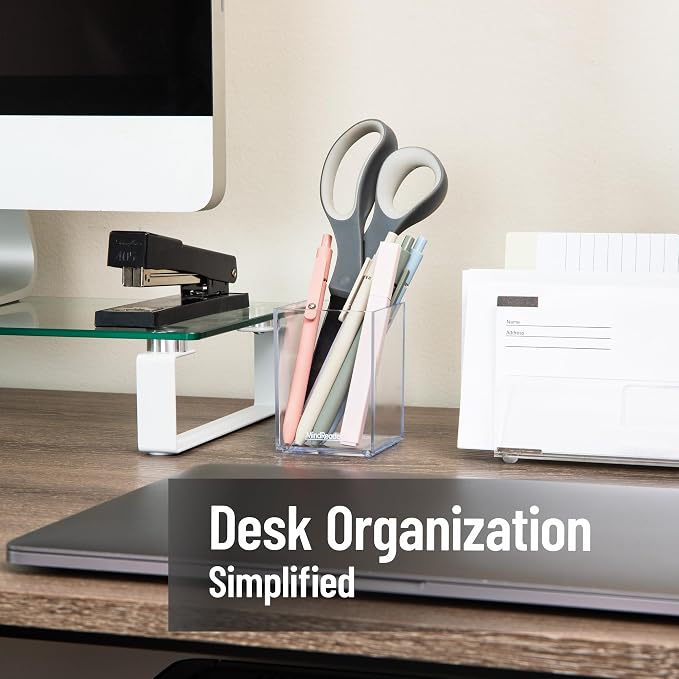 Mind Reader Pen Cup, Accessory Holder, Desktop Organization, Office, Acrylic, Clear