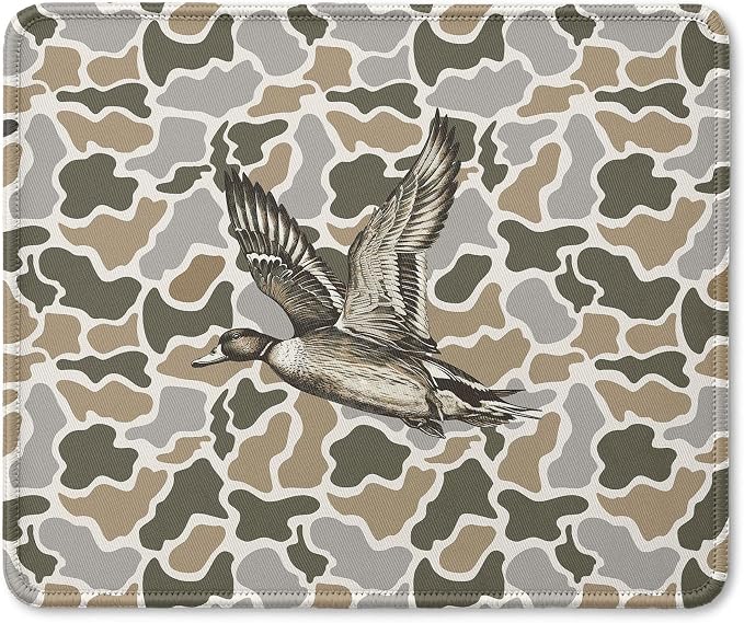 Mallard Duck Camo Mouse Pad, Duck Hunting Hunter Gifts, Camo Wildlife Animal Mouse Pad for Home Office Computer Gaming Desk Essentials, 9.5x7.9 Inch