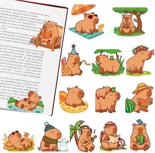 Capybara Magnetic Bookmarks Gifts - 15 Pcs Cute Animals Bookmark for Women Kids Book Lovers Students Bookworms Birthday Graduation Gift Funny Page Clips School Office Reading Accessories
