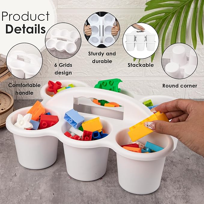 2 Pack Classroom Caddy For School,Kidsroom,Pencil Holder,Plastic Cup Caddy for Drink Delivery (White)