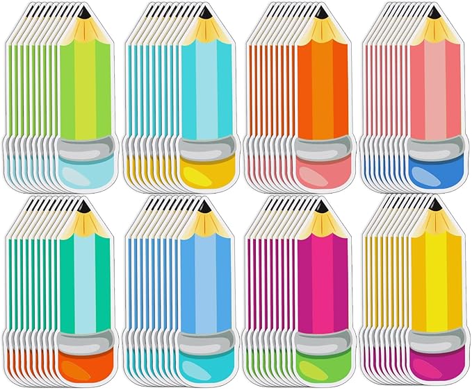 48 Pieces Colorful Pencils Cutouts Pencil Name Tags Paper Pencils for Bulletin Board Locker Decor Teacher Student Name Labels for Back to School Classroom Décor
