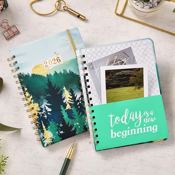 2026 Planner – Planner 2026 Weekly and Monthly, Jan. 2026 – Dec. 2026, 6.4" x 8.5", Calendar Planner 2026 with Tabs, Hardcover, Strong Twin-Wire Binding, Back Pocket, Inspirational Quotes ＆ Notes