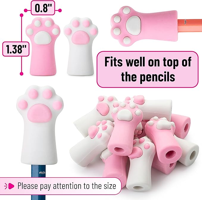 Mr. Pen- Cat Paw Top Eraser, 12 Pack, Cute Erasers for Kids, Pencil Erasers Toppers, Fun Eraser