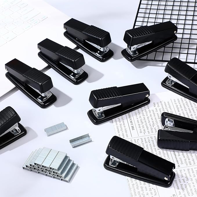 AmazingSpark 12 Pack Staplers for Desk with 12000 Staples Office Stapler Bulk 30 Sheet Capacity Metal Non-Slip Stapling Machine Heavy Duty for School Office