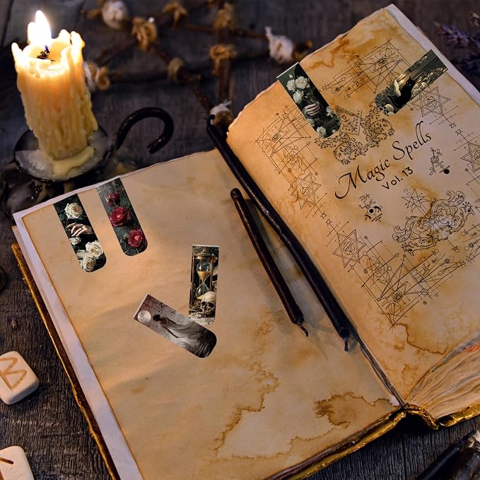 30 Pcs Dark Academia Magnetic Bookmarks, Aesthetic Gothic Witchy Book Marks for Women, Halloween Magnet Book Marker Clips for Book Lovers, Dark Romance Merch Bookish Gifts