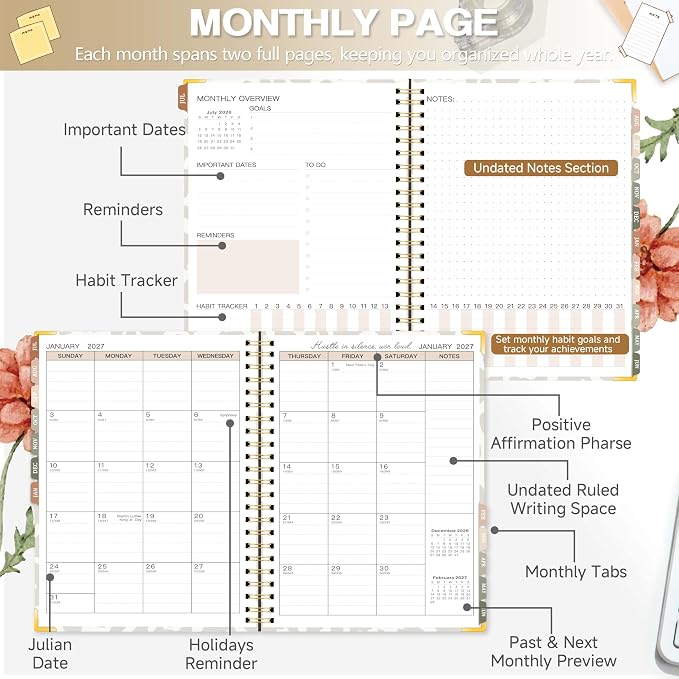 2026-2027 Academic Planner, Weekly & Monthly Appointment Book from Jul. 2026 - Jun. 2027, Work & Life Daily Hourly Planner with Time Slots,Agenda Organizer for School Office, Leopard Print, 8.4"x 6.1"