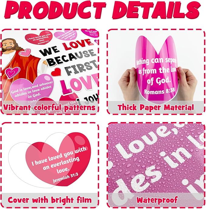Valentine's Day Religious Bulletin Board Decoration Set, Valentines Day Christian Love God Classroom Decorations Jesus Lord Heart Cutouts Church Library School Home Window Wall Door Decor for Teacher