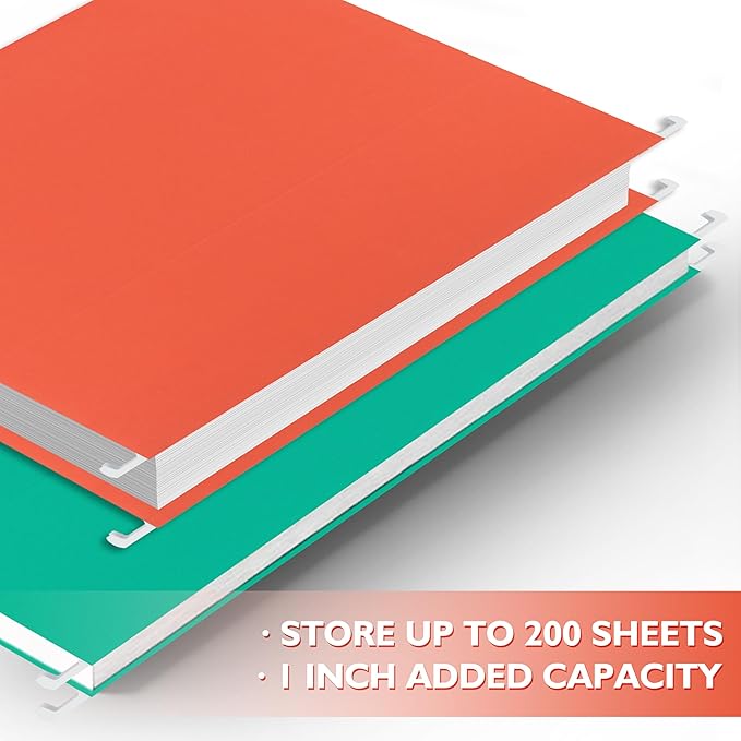 25 Packs Hanging File Folders,5 Assorted Colors Hanging File Folders Letter Size,Hanging Folders with 1/5-cut Tabs,Hanging Folders for Filing Cabinets, File Organizer Folder for Office,School,Home