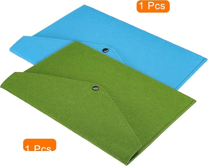 PATIKIL File Bag Felt Folder 2 Pack A4 Envelope Document Storage Pouch Organizer for Office Business, Blue Green