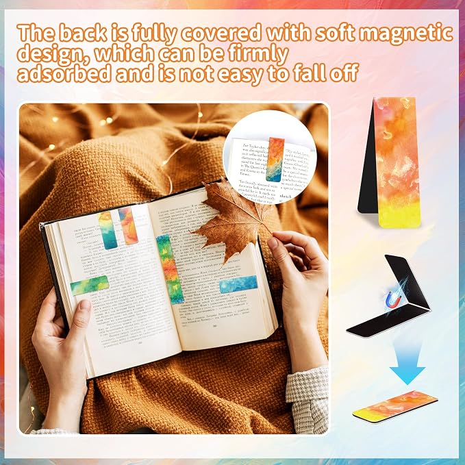 96Pack Magnetic Bookmarks for Reading Women Men Teacher Book Lovers Gifts, Bookmarks Bulk Personalized Bookmark Magnet Bookmark Clips Cute Pretty Funny Book Markers (Watercolor)