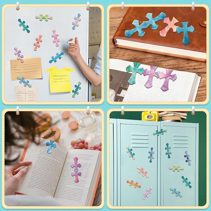 25Pack Magnetic Bookmarks Christian Bookmarks Bulk Cross Bible Bookmark for Reading Women Men Book Lovers Gifts, Religious Magnet Bookmark Clips Cute Personalized Book Markers(Watercolor-P)