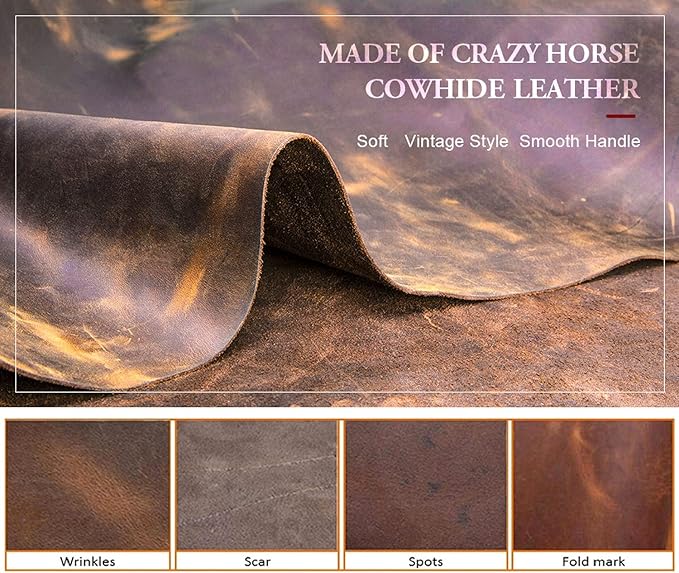 Top Grain Leather 11" Portfolio for Men & Women, Solid Vintage Design, Handmade, Large Capacity Multi-Functional Business Padfolio, Holder for Cards/iPad/Phone/Cable/A5 Paper, Coffee 11 Inch
