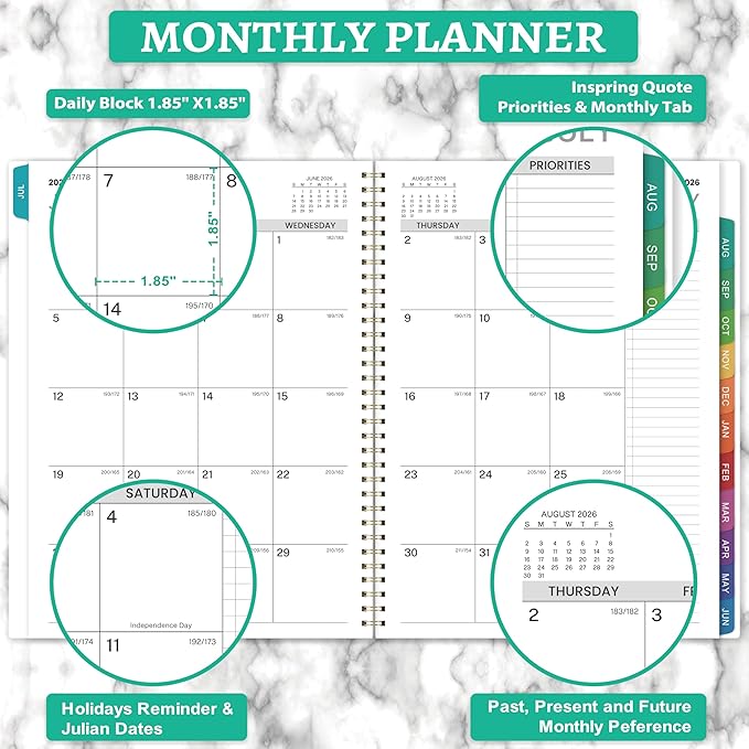 2026-2027 Appointment Book - 2026-2027 Daily Hourly Planner, July 2026 to June 2027, 9" x 11", Weekly Appointment Book with Printed Tabs, 30-Minute Interval, Holidays