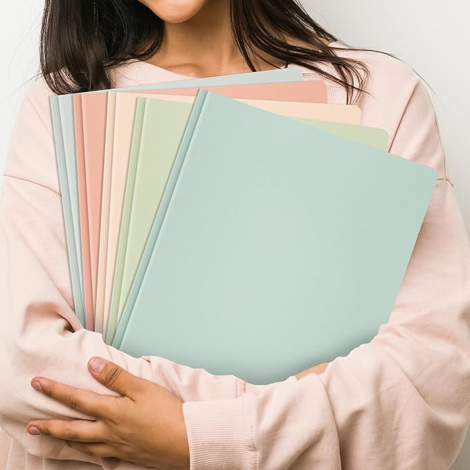 GNL Plastic Folders with Pockets and Prong, Pack of 5, Muted Pastel Colors, Heavy Duty 2 Pocket File Folders Letter Size, Folders with Prongs for School, Home, and Office