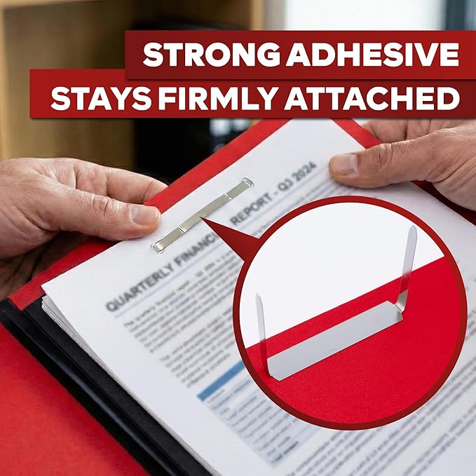 XFasten Self Adhesive Fasteners 2 Inch Capacity 200-Pack Archival-Grade Two Prong Paper Fasteners 2 Inch for Metal File Fastening, Folders, Medical Reports, Thick Paper Stacks, and Folder Accessories