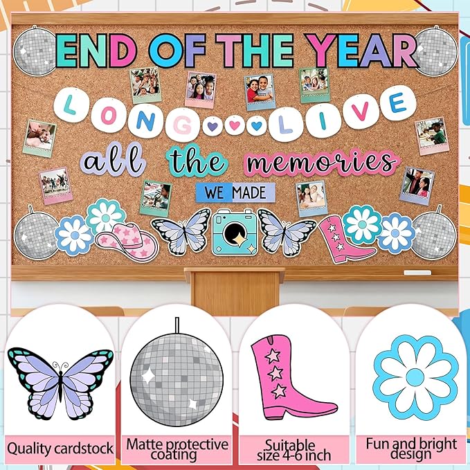 Gueevin 81 Pcs End of Year Bulletin Board Singer Graduation Bulletin Board Set Picture Frames Decorations Classroom Decorations Singer Letter Cutouts for Back to School Supplies Photo Props