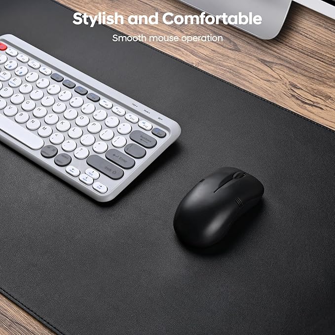 Leather Desk Pad Protector, Office Desk Mat, Large Mouse Pad, Non-Slip PU Leather Desk Blotter, Waterproof Computer Desk Writing Pad for Office and Home (Black, 31.5" x 15.7")