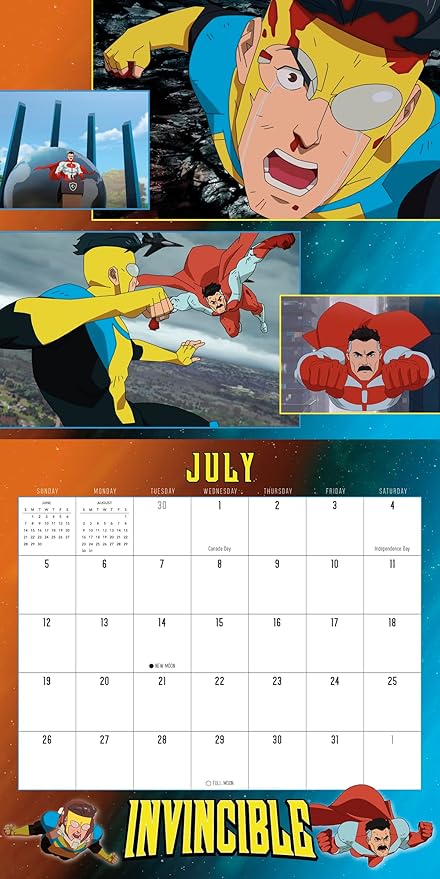 Invincible 2026 Wall Calendar, 12-Month Superhero Comic Art from Amazon Series, 12" x 12", 2026 Wall Calendar and Planner with Comic Book Action Art for Home and Office