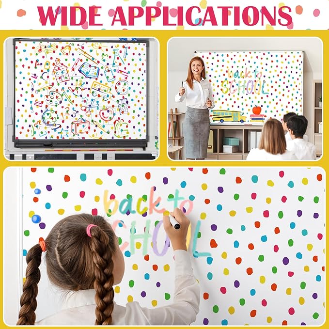 JarThenaAMCS Colorful Polka Dots Bulletin Board Roll Waterproof Erasable Bulletin Board Paper Roll for DIY Craft Drawing Painting Office Classroom Wall Decoration, 17 in x 32.8 Ft
