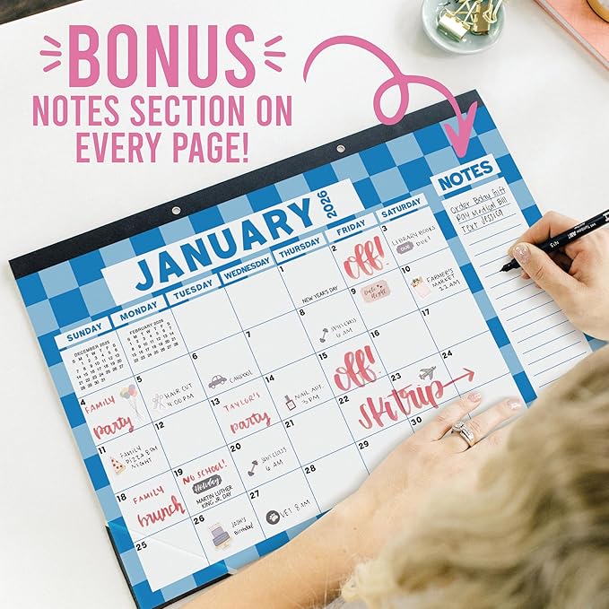 Hadley Designs Large Teacher Desk Calendar 2026-2027 - Desktop Calendar 2026, 18-Month Desk Calendars for Home, Office & Classroom, Cute Classroom Must Haves, Teacher Appreciation Gifts
