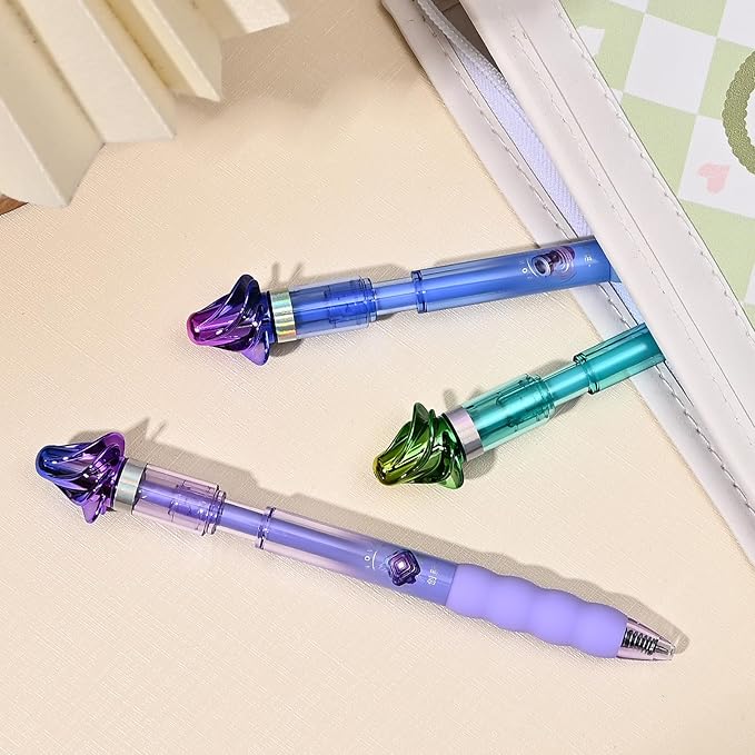 BAYTORY 3Pcs Retractable Black Gel Pen, Quick Dry Aesthetic Pens, 0.5mm Fine Point Rolling Ball Pen, Smooth Writing with Comfortable Grip, for Journaling Note Taking Supplies (Cyclone)