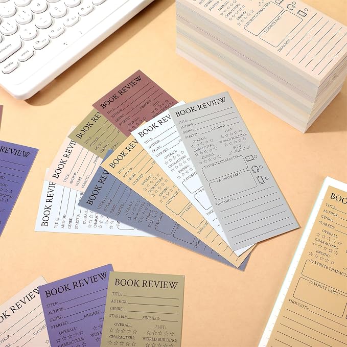 240 Pcs Back to School Teacher Gifts Colorful Book Review Bookmarks Bookclub Gifts Reading Page Cards for Book Lovers Women Students First Day of School Party Supplies(Simple,Morandi)