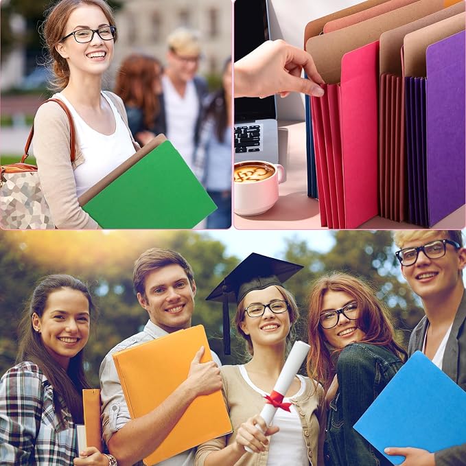 Tenceur 36 Pcs Expanding File Pocket Folder Organizer Letter Size Expandable File Folder 3.5 Inch Expansion Colored File Jackets for Office School 9.5 x 11.75 Inches 9 Colors