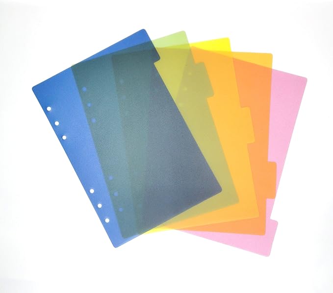 Index Tabs for A5/A6 6-Holes Cover Round Ring View Binder File Folder Loose Leaf Sheet Protectors Binder Cover Protector (Divider Horizontal Color PP Plate, A5/21cm*15cm/8.5 Inch)