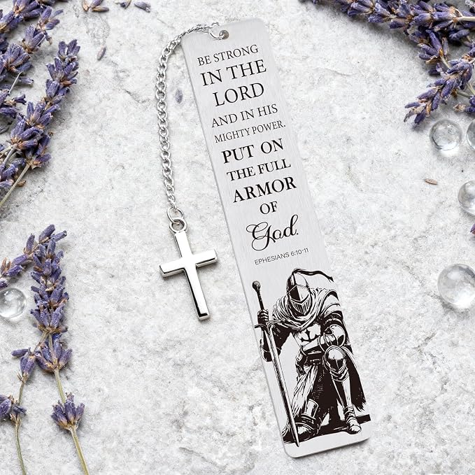 Inspirational Christian Bookmarks Gifts - Warrior of God Bookmark for Women Men, Scripture Bible Verse Book Marks for Friends, Religious Thanksgiving Christmas Birthday Gift for Book Lovers
