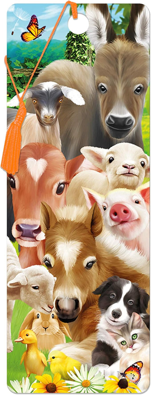 3D LiveLife Bookmark - Baby Farm Animals from Deluxebase. Cute Lenticular Farm Animal Page Marker. Animal Themed Accessories for Book Lovers. Small Gifts for Men, Women, Writers and Teachers.
