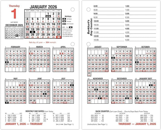 AT-A-GLANCE 2026 Desk Calendar Refill, Daily, 4-1/2" x 7-1/2", Large, Loose-Leaf, Burkhart's Day Counter (E7125026)
