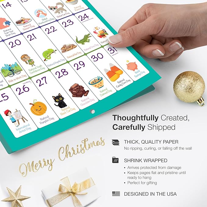RED EMBER Select - Every Day's an Amazing Holiday 2026 Wall Calendar 12 Month | 12" x 24" Open | Thick & Sturdy Paper | Holiday Gift | Kids Calendar 2026